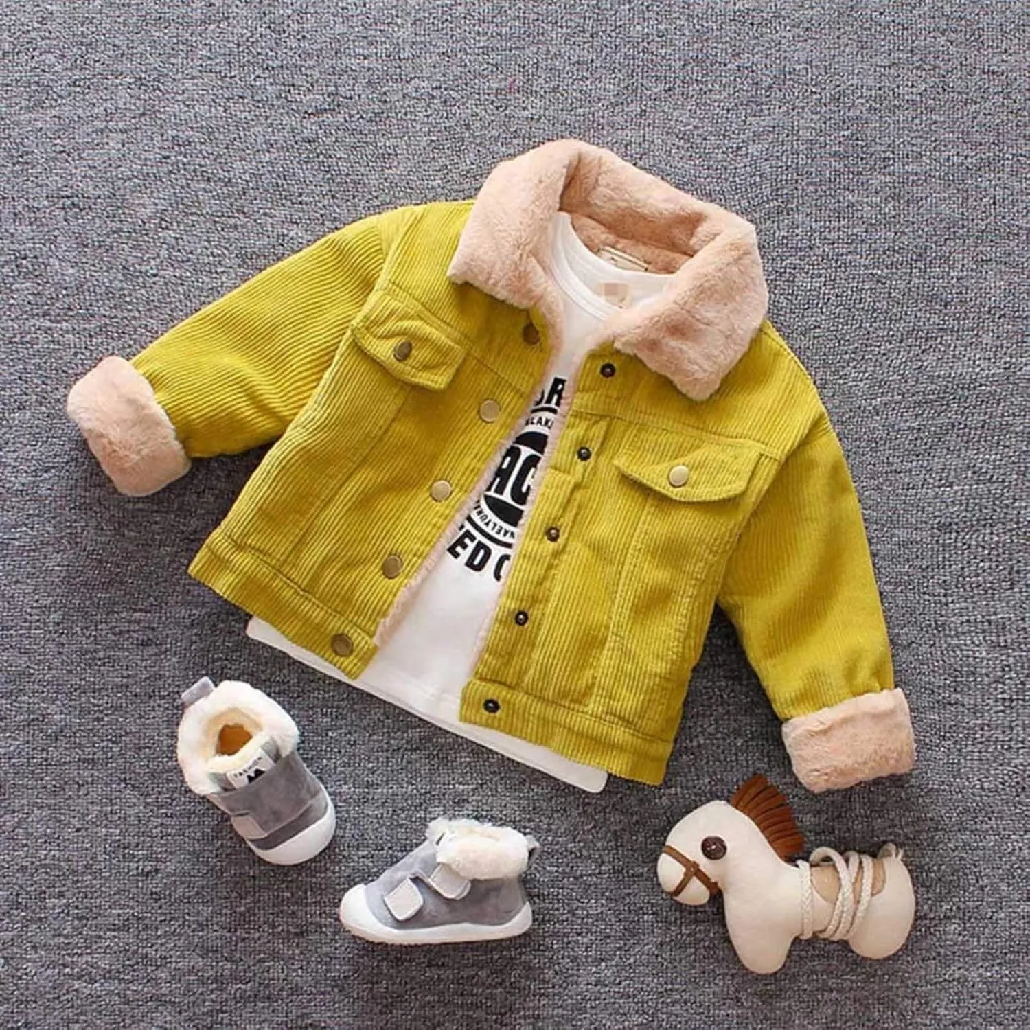 3Months-3 Years Old Kids Baby Girls Boys Winter Solid Coat Cloak Jacket Thick Warm Outerwear Clothes