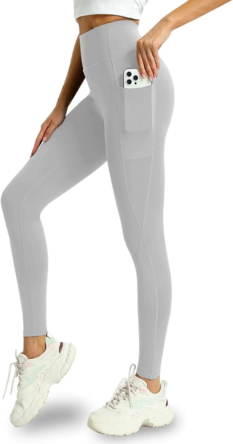 4 Pack Leggings with Pockets for Women - Soft High Waisted Tummy Control Workout Yoga Pants