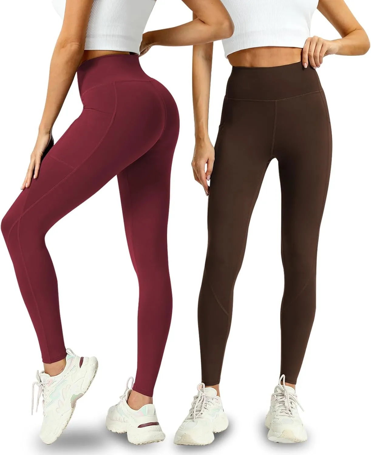 4 Pack Leggings with Pockets for Women - Soft High Waisted Tummy Control Workout Yoga Pants