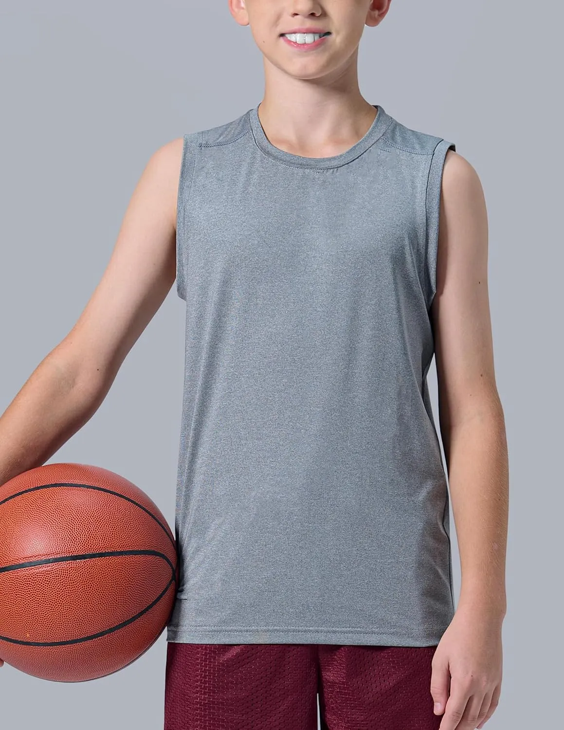 5 Pack: Boys' Athletic Tank Tops Dry Fit Sleeveless Shirts, Youth Kids Performance Workout Clothes