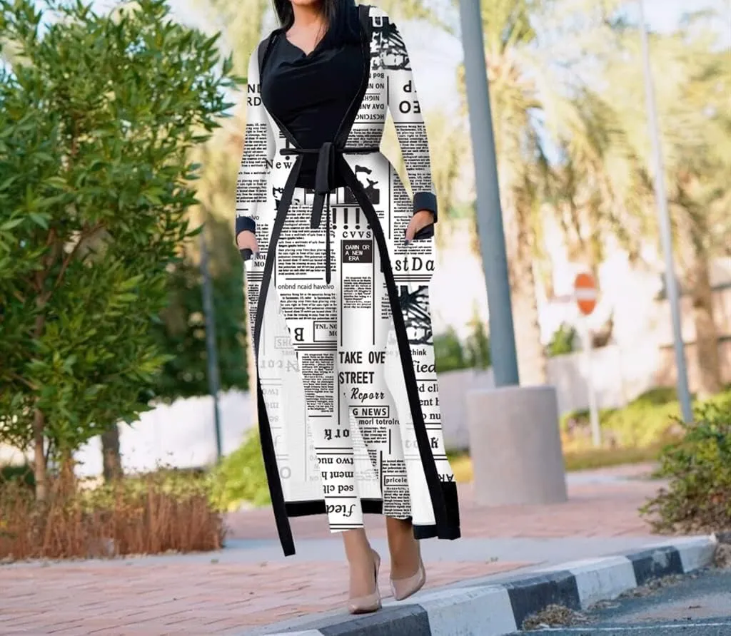 A ADILACA Women's 2 Piece Print Outfits Clubwear Long Sleeve Open Cardigan Pants Set Suits (7 Color, S-2XL)