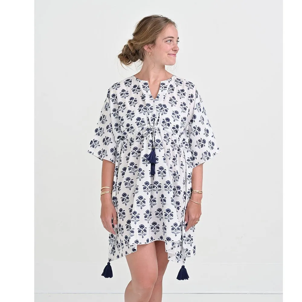 Agra Bloom Indigo Short Caftan Coverup