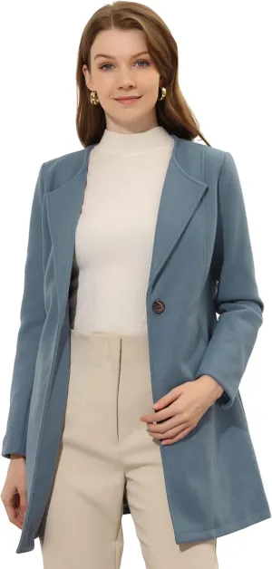 Allegra K Women's Winter Overcoat Lapel Collar Single Breasted Outerwear Long Pea Coat