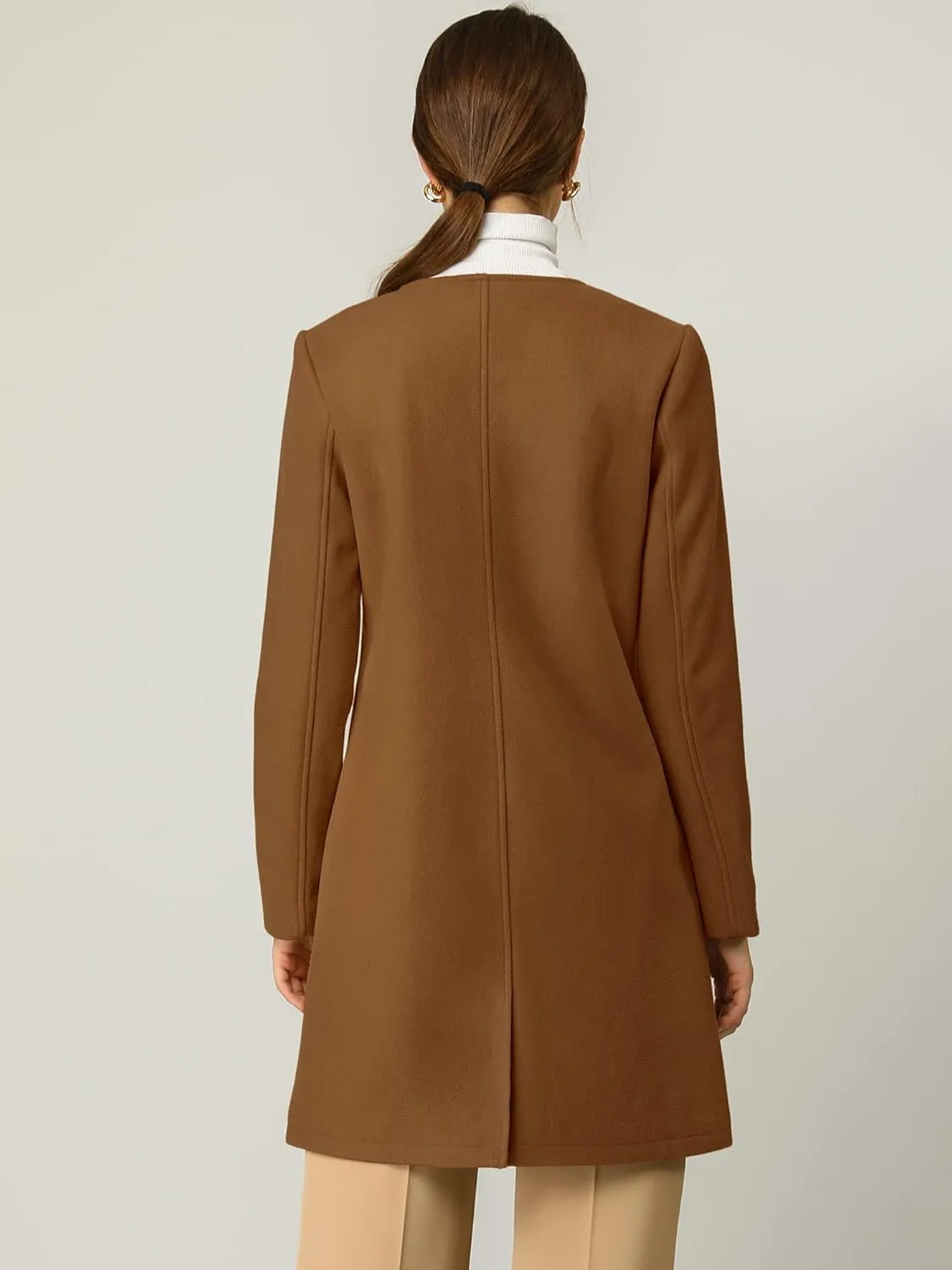 Allegra K Women's Winter Overcoat Lapel Collar Single Breasted Outerwear Long Pea Coat