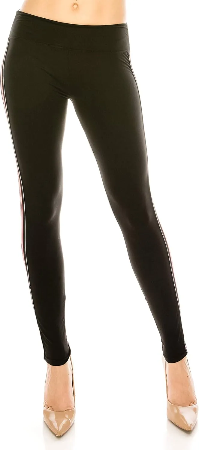 ALWAYS Legging Women Track Pants - High Waisted Premium Soft Stretch Buttery Racing Stripe