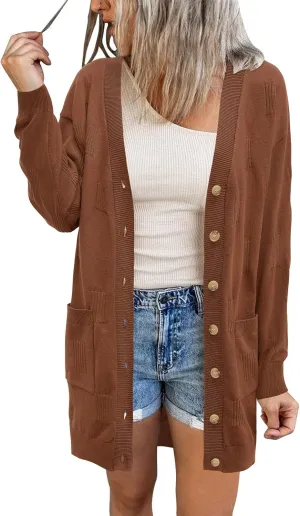 Arach&Cloz Women's Lightweight Cardigan Sweater Fashion Long Sleeve Summer Casual Outfits with Pocket Cozy Clouds