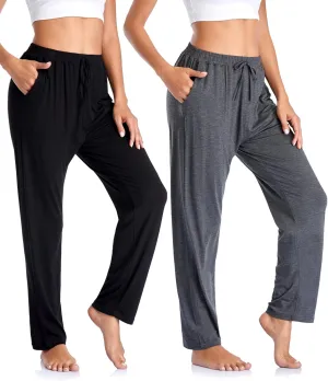 ASIMOON Women's Yoga Pants Soft Comfy Stretch Loose Straight Casual Athletic Pants Running Workout Lounge Pants with Pockets