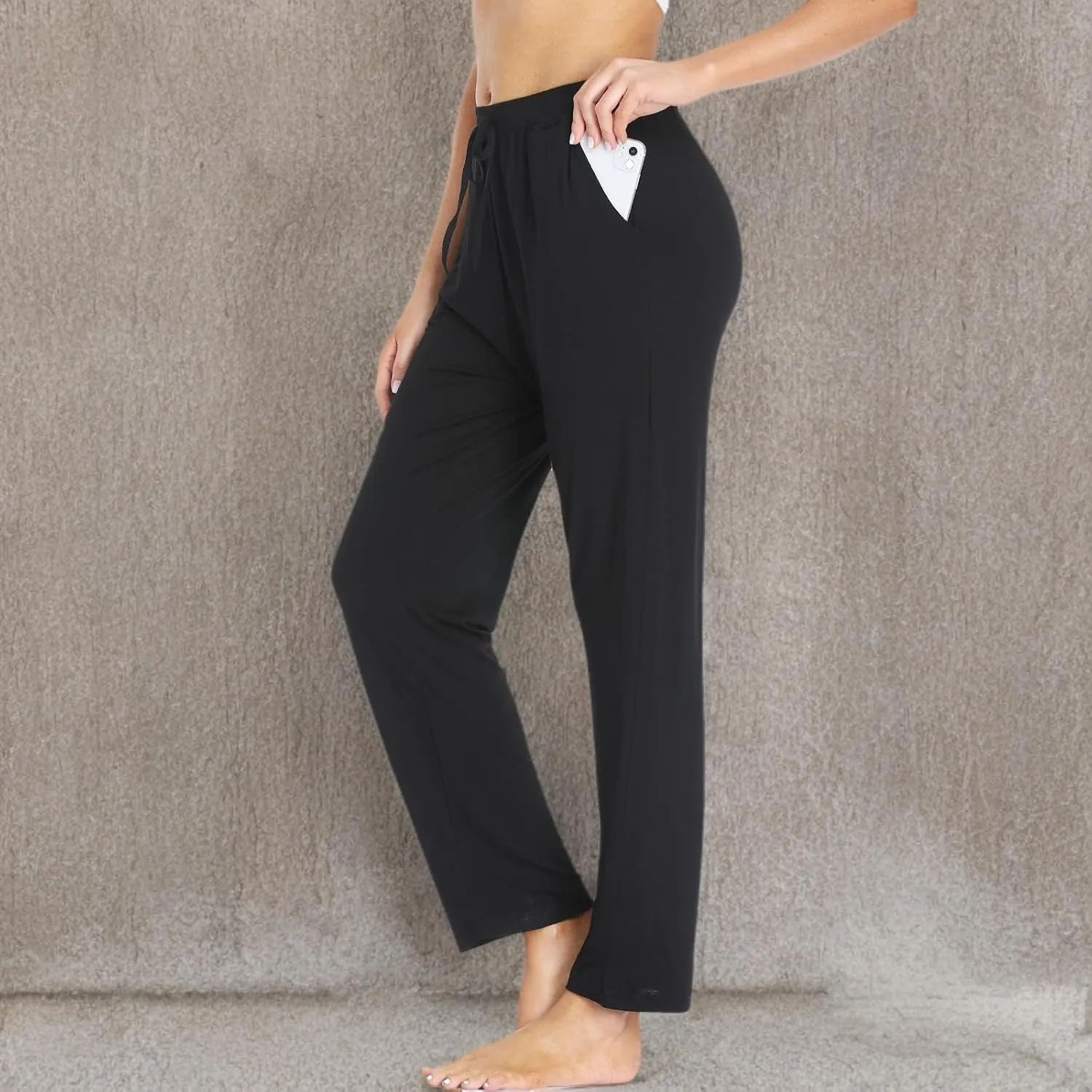 ASIMOON Women's Yoga Pants Soft Comfy Stretch Loose Straight Casual Athletic Pants Running Workout Lounge Pants with Pockets