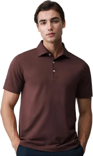 BCI Cotton Blend Pique Polo Shirts for Men Short Sleeve Tops Comfort Split Hem with 3-Color Tape