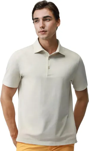 BCI Cotton Blend Pique Polo Shirts for Men Short Sleeve Tops Comfort Split Hem with 3-Color Tape