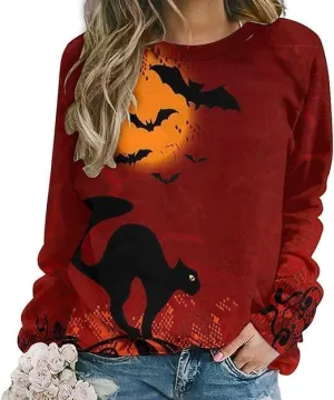 Bengbobar Women's Cat Print Sweatshirt Pullover Long Sleeve Cute Cat Lover 3D Graphic Lightweight Casual Loose Hoodie Shirt