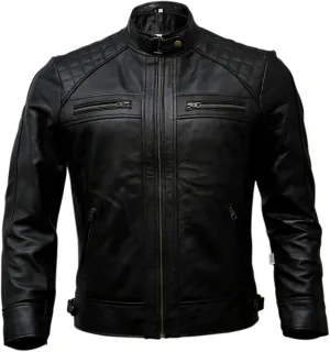 Black Casual Real Leather Jacket for Mens | Genuine Lambskin Motorcycle Biker Jackets