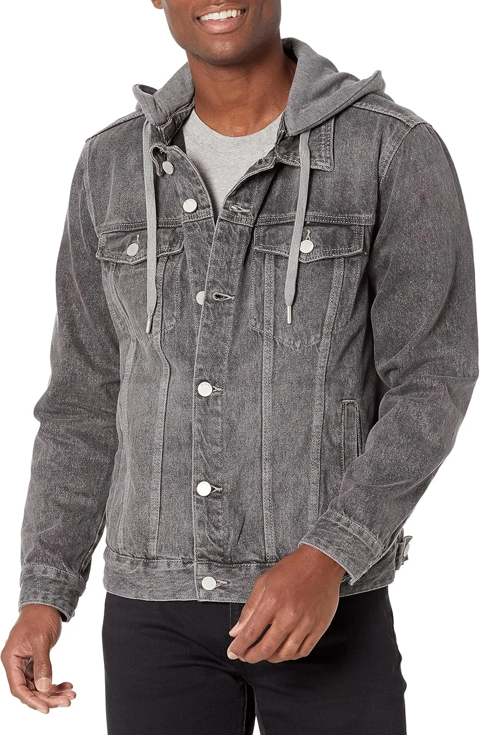 [BLANKNYC] mens Hooded Denim Jacket, Stylish Coat & Designer ClothingJacket