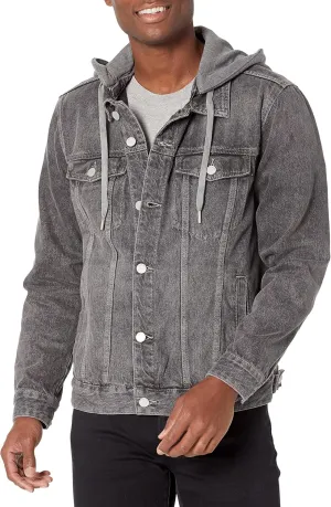 [BLANKNYC] mens Hooded Denim Jacket, Stylish Coat & Designer ClothingJacket