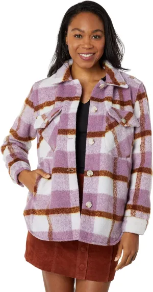 [BLANKNYC] Womens Luxury Clothing Plaid Shirt Jacket, Stylish Shacket & Trendy Coat