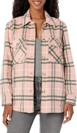 [BLANKNYC] Womens Luxury Clothing Plaid Shirt Jacket, Stylish Shacket & Trendy Coat