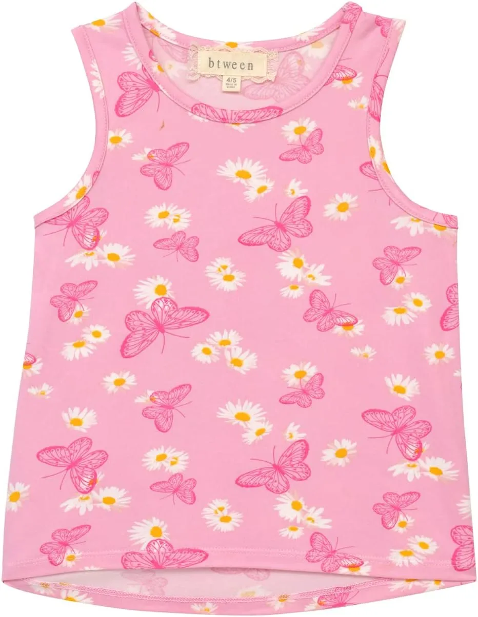 BTween Girls 4 Pack Fashion Summer Tank Top Cotton Blend Clothes Set - Mixed Colors