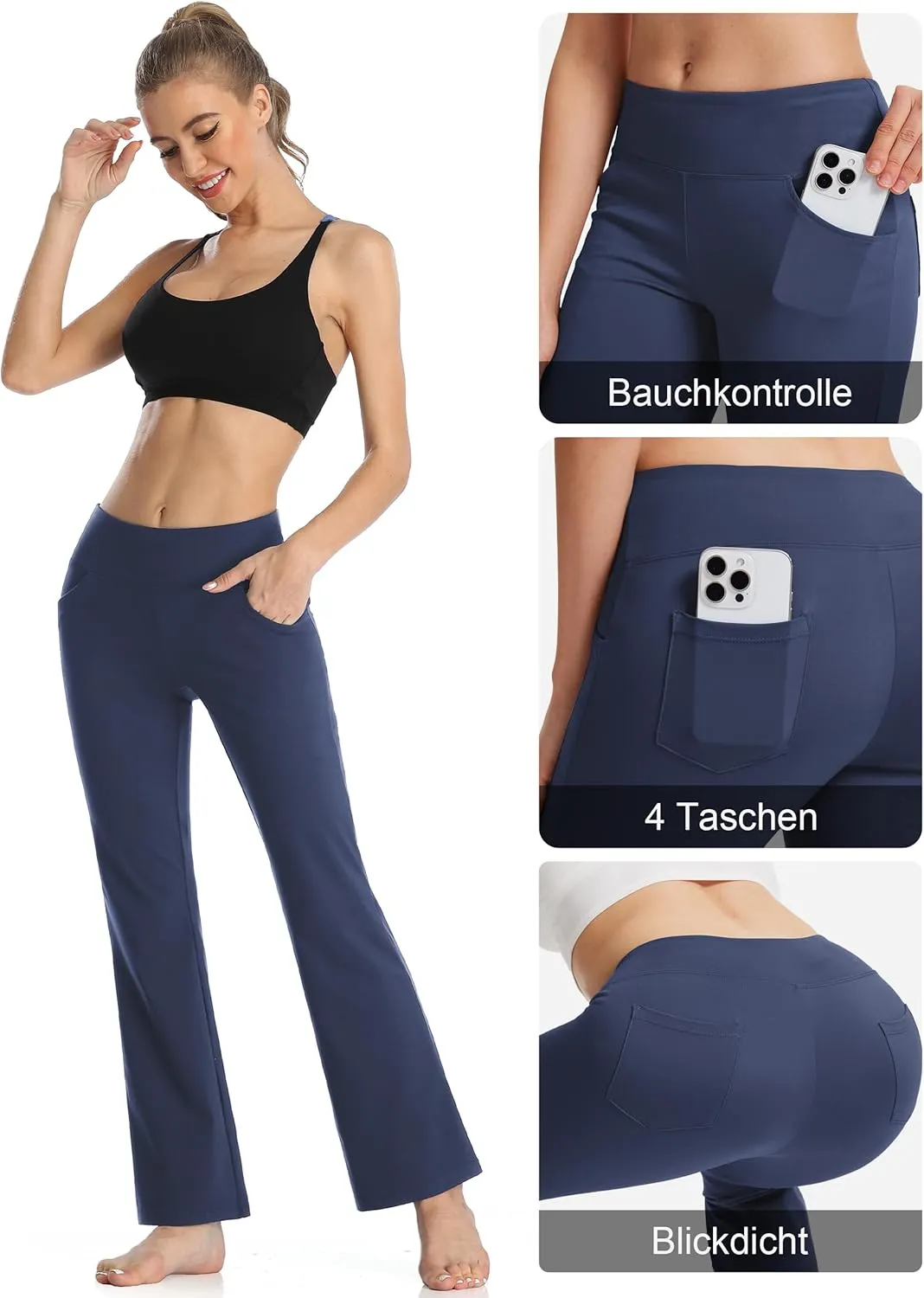 Buttery Soft Women's Bootcut Yoga Pants with 4 Pockets Tummy Control Workout Bootleg Work Pants