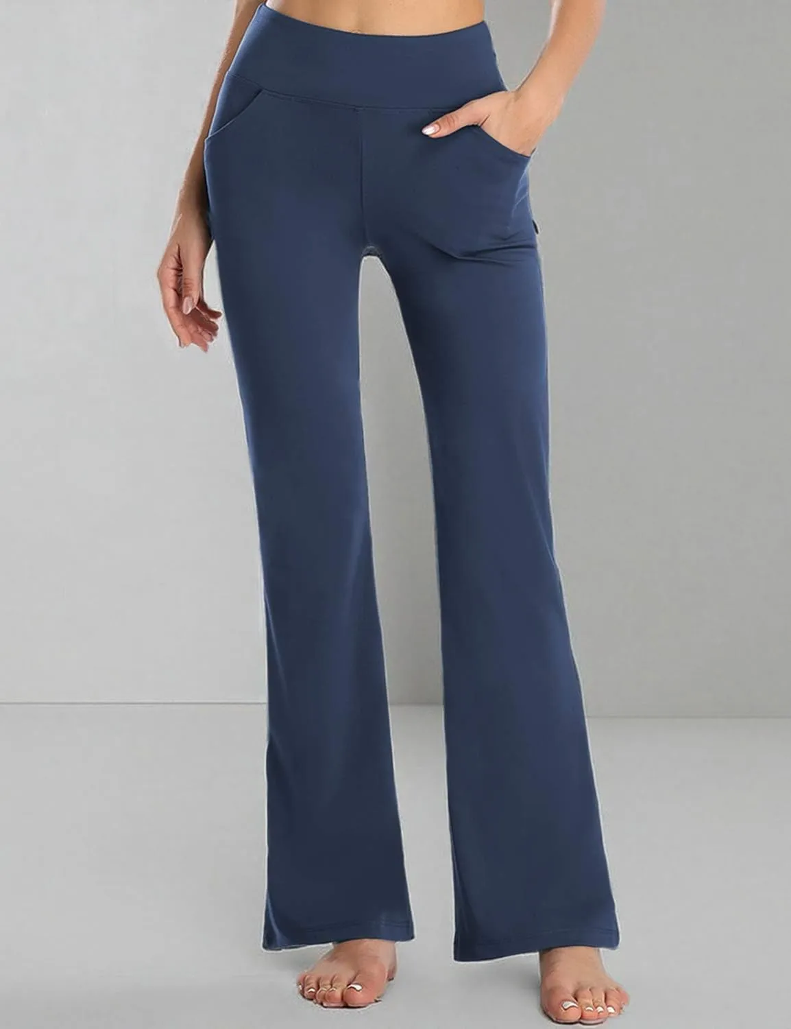 Buttery Soft Women's Bootcut Yoga Pants with 4 Pockets Tummy Control Workout Bootleg Work Pants