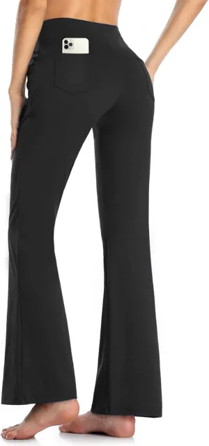 Buttery Soft Women's Bootcut Yoga Pants with 4 Pockets Tummy Control Workout Bootleg Work Pants