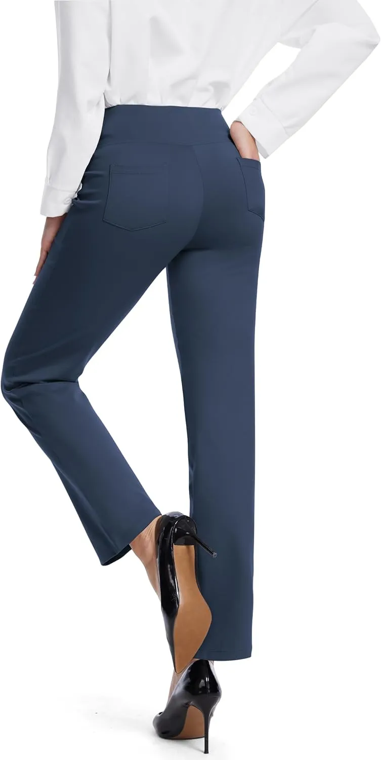 Buttery Soft Women's Bootcut Yoga Pants with 4 Pockets Tummy Control Workout Bootleg Work Pants