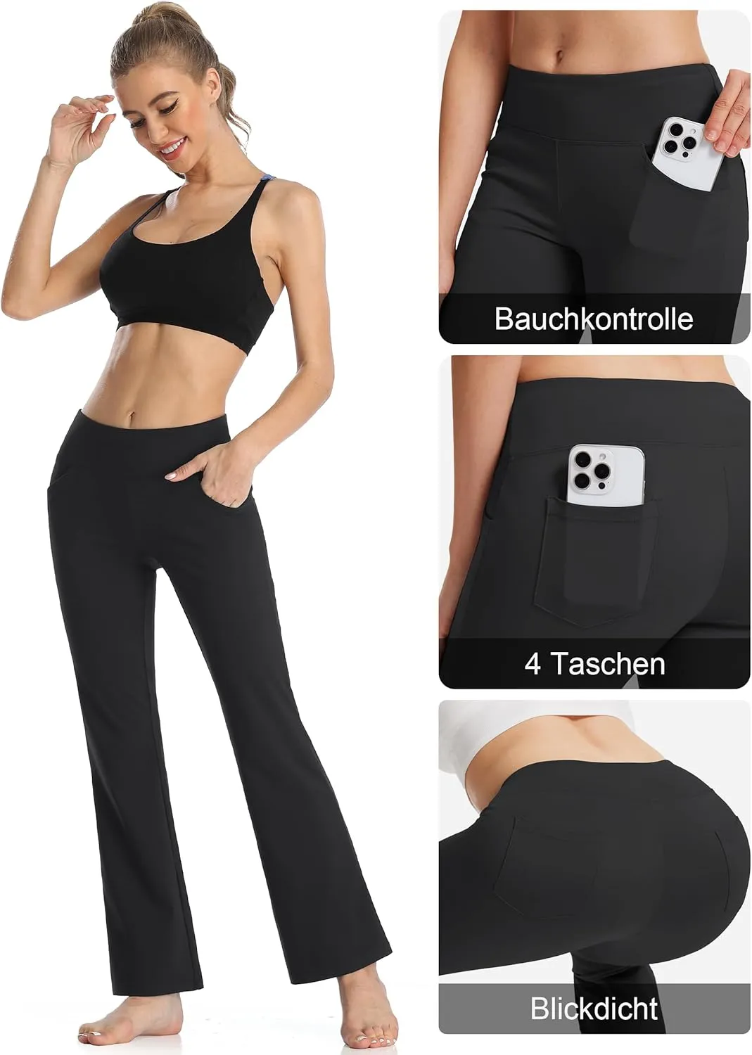 Buttery Soft Women's Bootcut Yoga Pants with 4 Pockets Tummy Control Workout Bootleg Work Pants