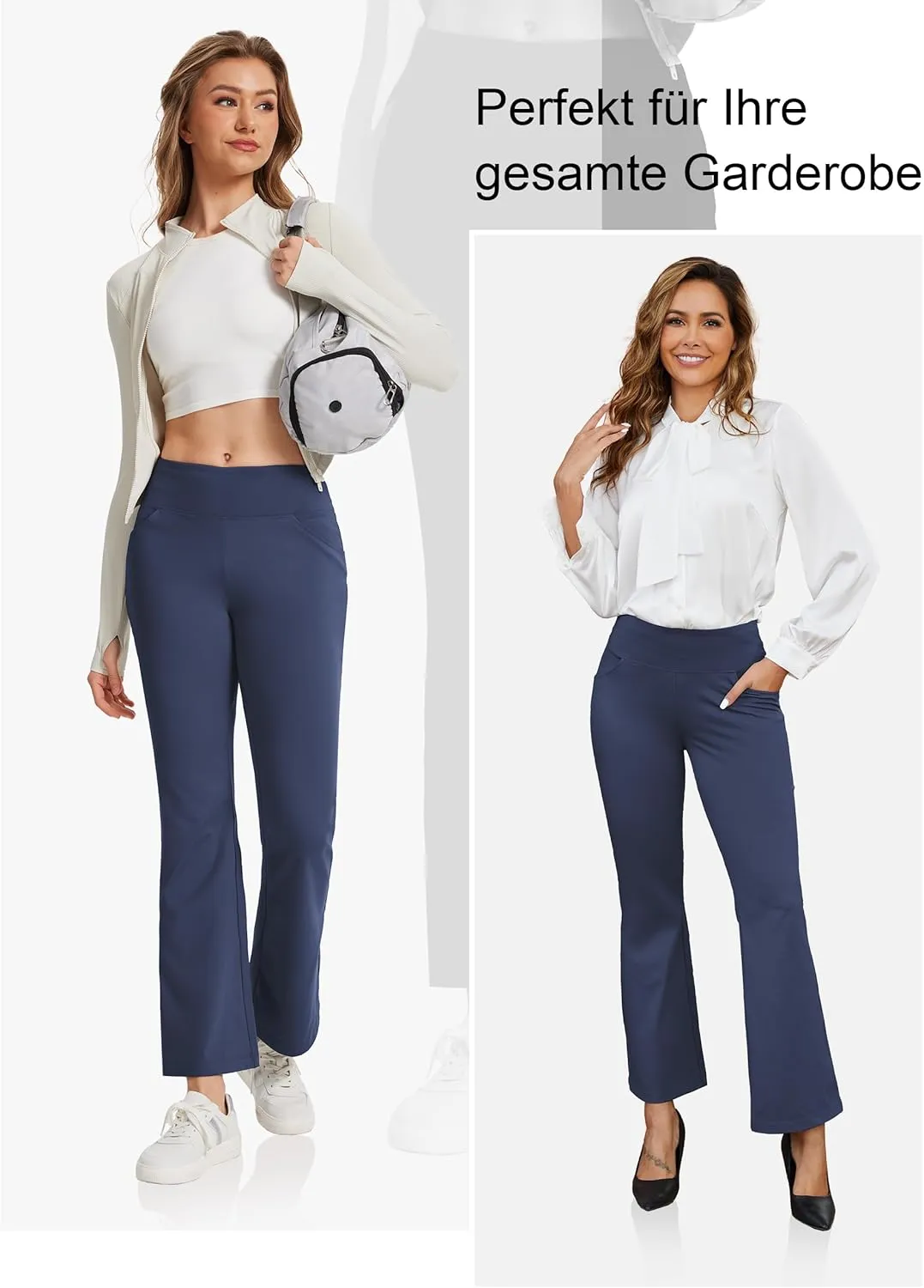 Buttery Soft Women's Bootcut Yoga Pants with 4 Pockets Tummy Control Workout Bootleg Work Pants