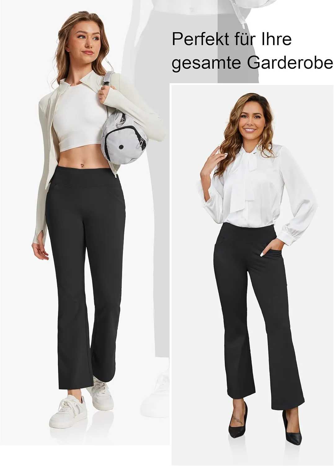 Buttery Soft Women's Bootcut Yoga Pants with 4 Pockets Tummy Control Workout Bootleg Work Pants