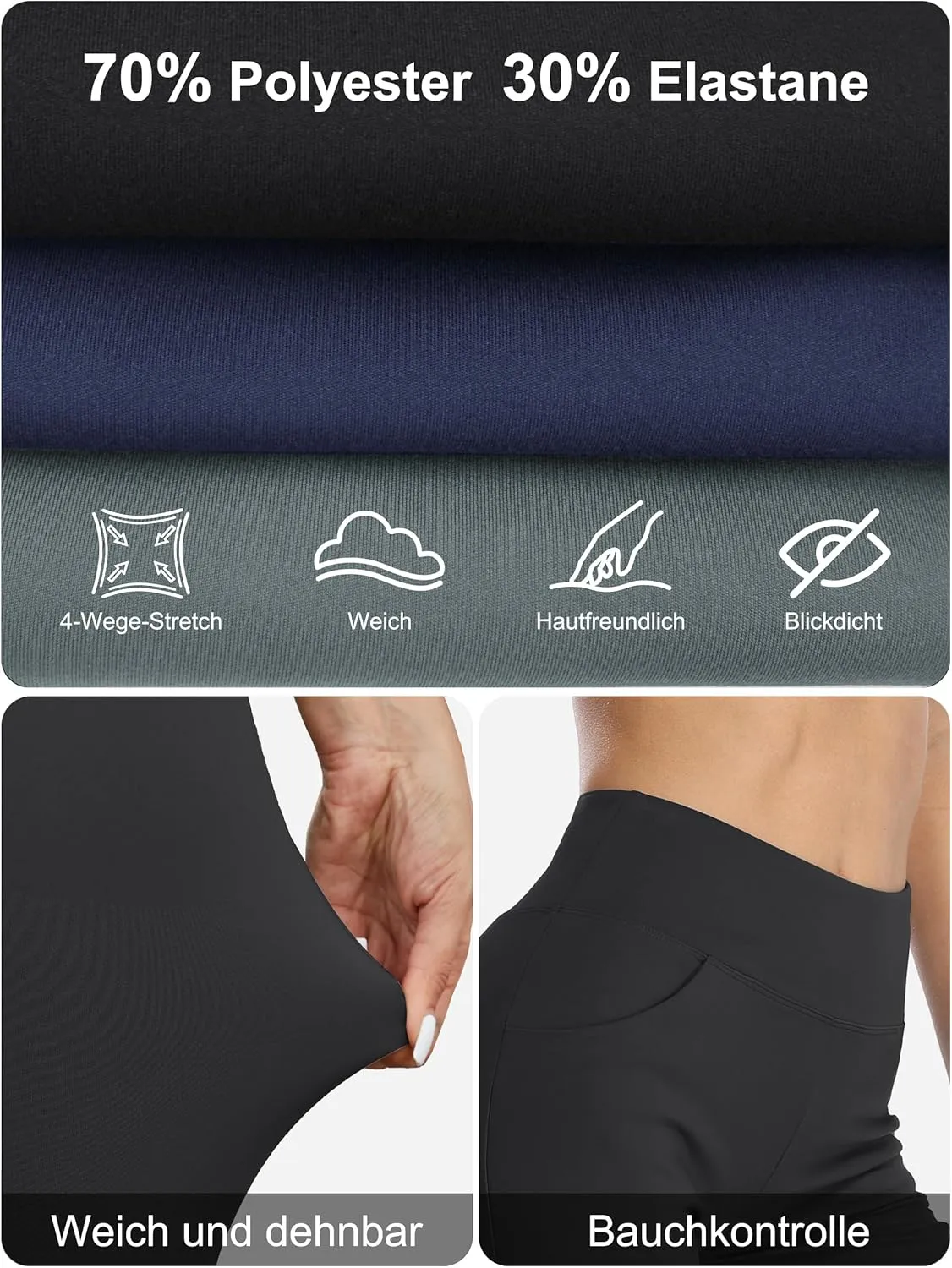 Buttery Soft Women's Bootcut Yoga Pants with 4 Pockets Tummy Control Workout Bootleg Work Pants