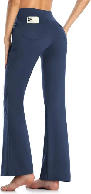 Buttery Soft Women's Bootcut Yoga Pants with 4 Pockets Tummy Control Workout Bootleg Work Pants