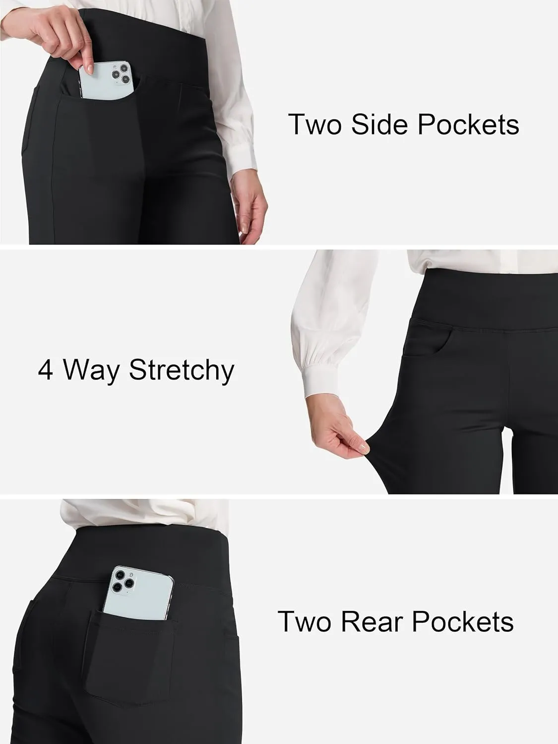 Buttery Soft Women's Bootcut Yoga Pants with 4 Pockets Tummy Control Workout Bootleg Work Pants