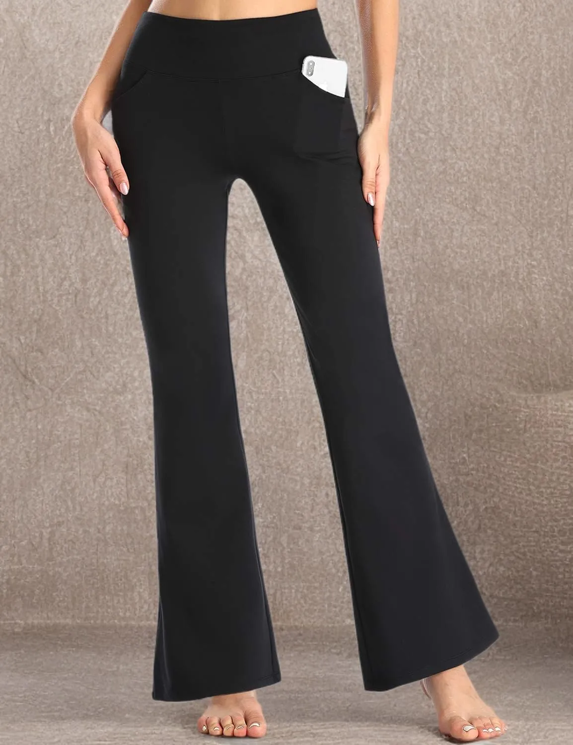 Buttery Soft Women's Bootcut Yoga Pants with 4 Pockets Tummy Control Workout Bootleg Work Pants