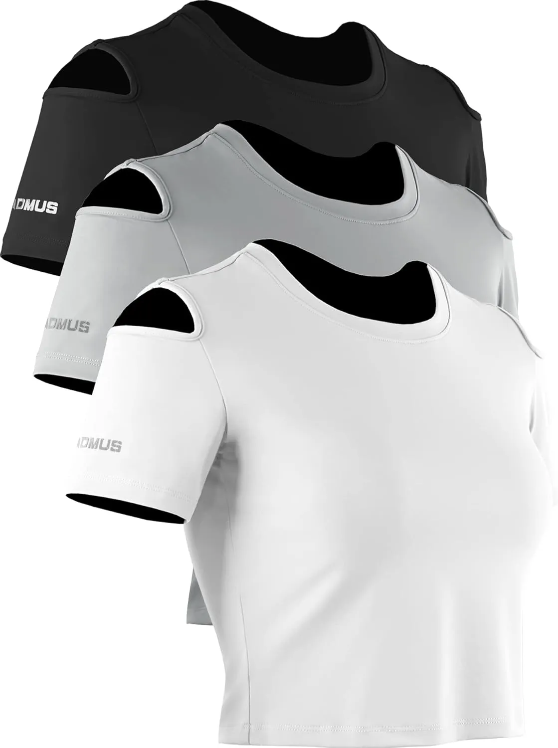 CADMUS 3 Pieces Workout Crop Tops Women Dry Fit Athletic Shirts Short Sleeve for Yoga Running
