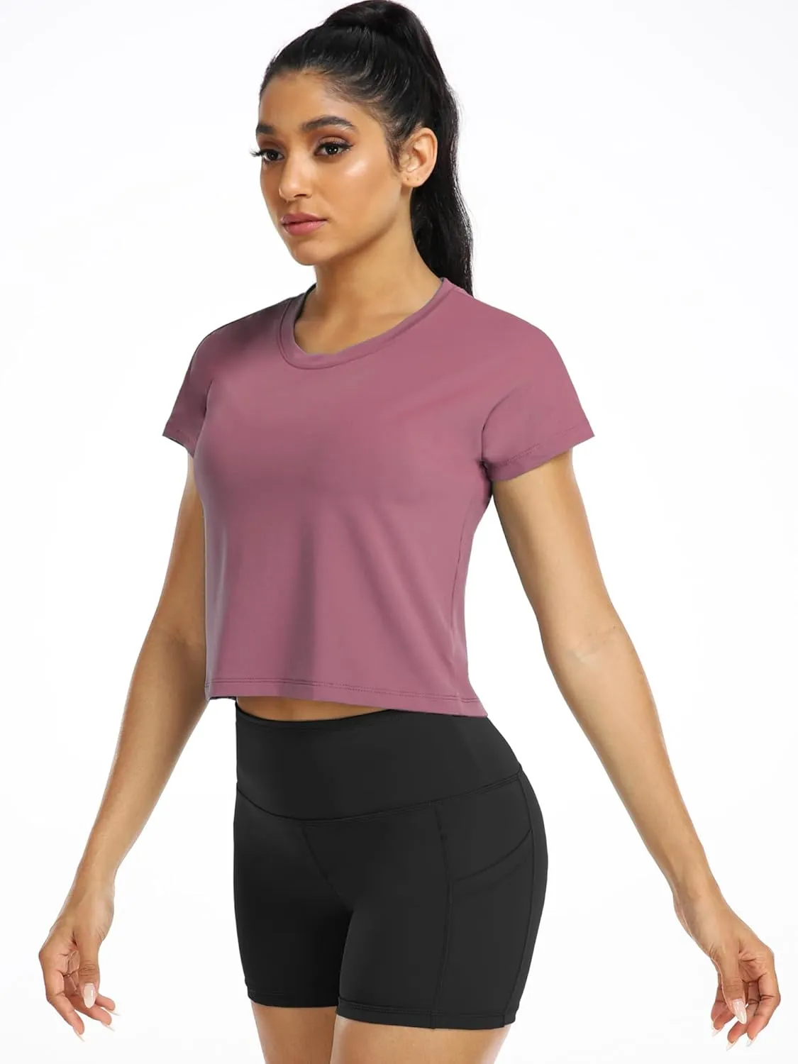 CADMUS 3 Pieces Workout Crop Tops Women Dry Fit Athletic Shirts Short Sleeve for Yoga Running