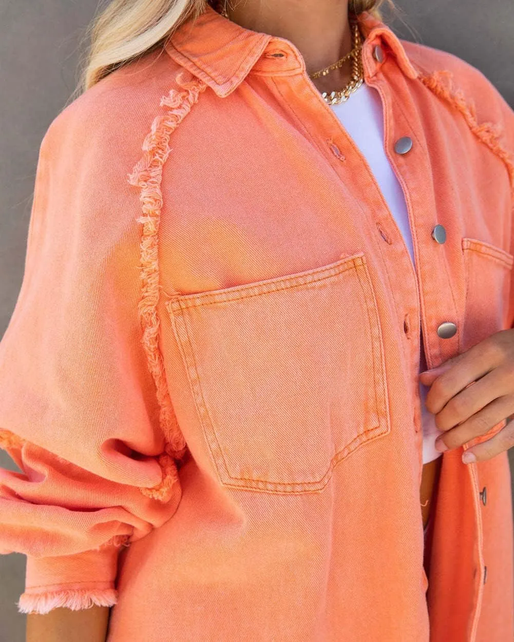 chouyatou Women's Fall Oversized Jean Jacket Casual Button Down Denim Shacket Jacket