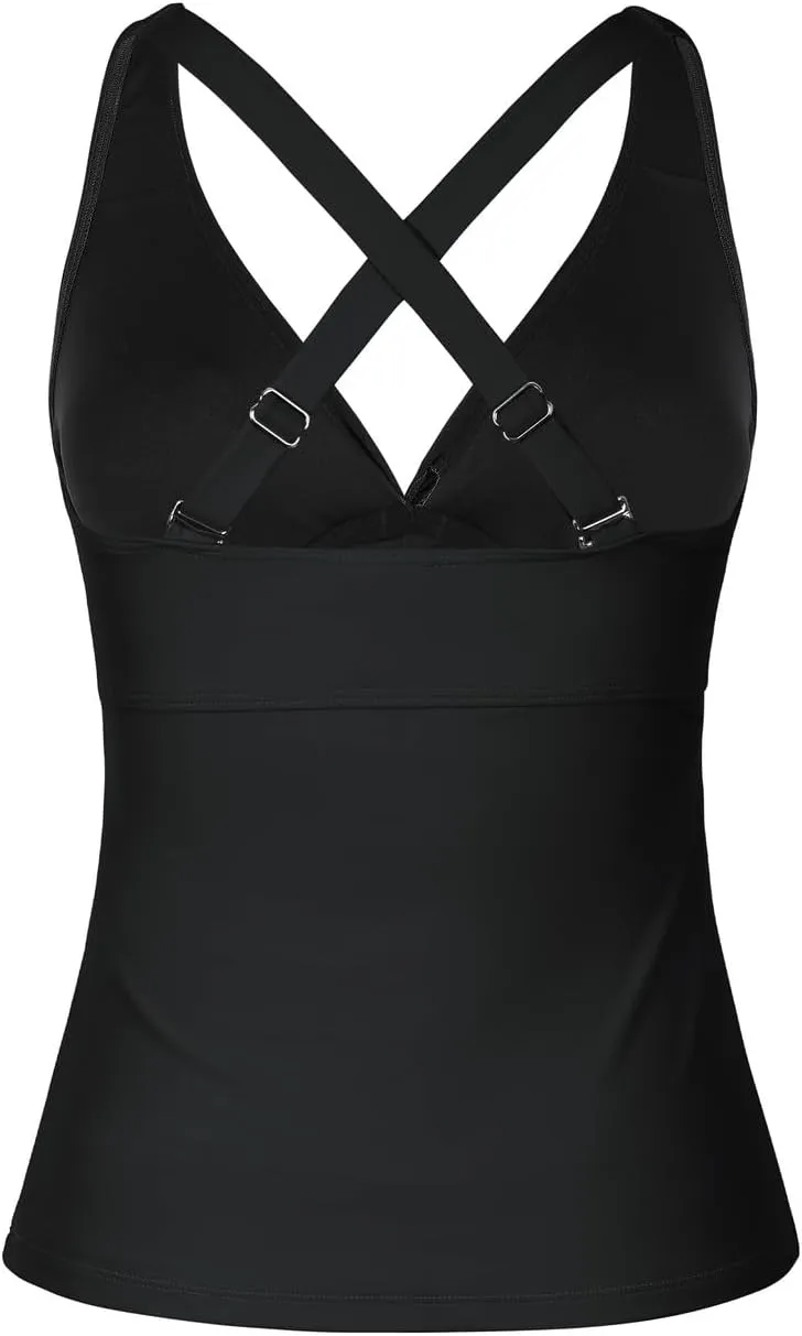 Cindy's aunt Women's Underwire Tankini Tops Ruched Crossback Swim Tops Tummy Control Bathing Suit Top No Bottom