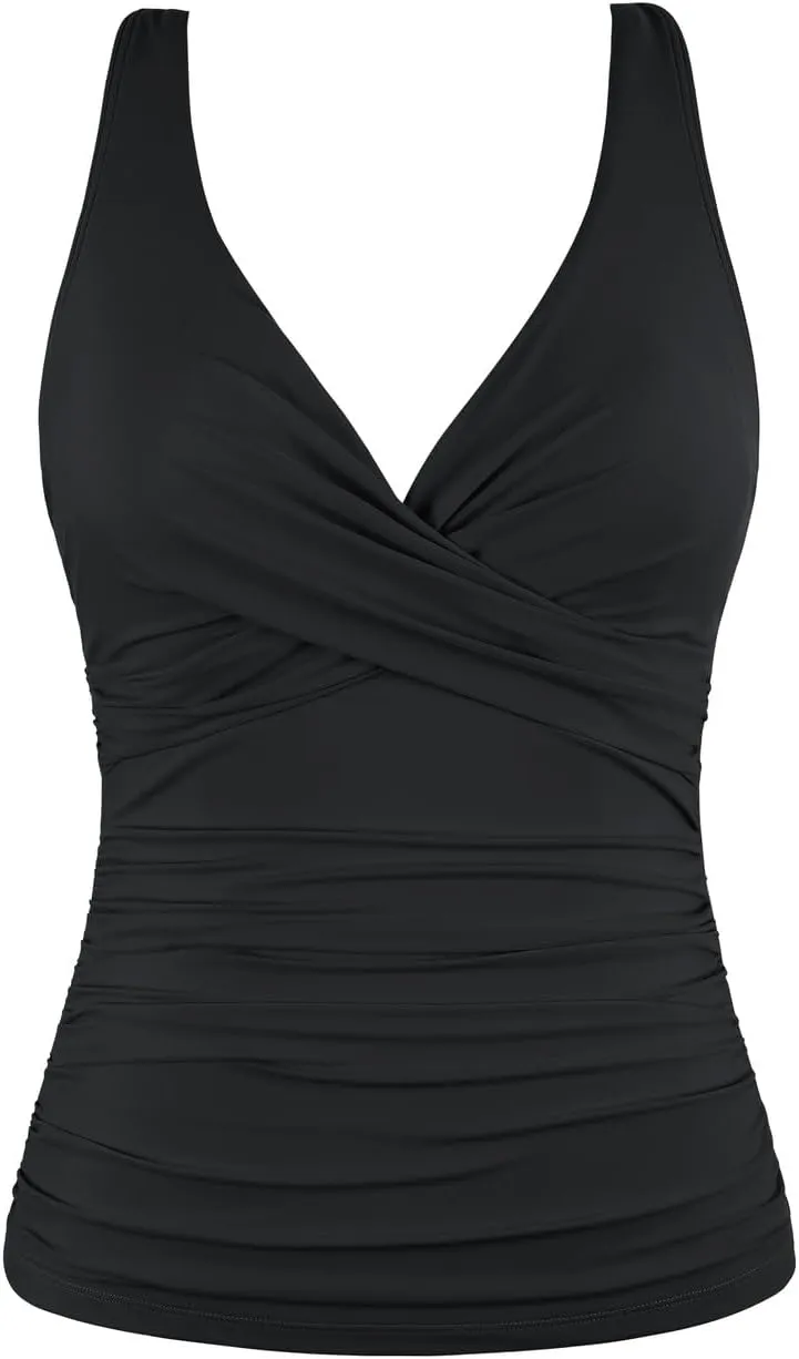 Cindy's aunt Women's Underwire Tankini Tops Ruched Crossback Swim Tops Tummy Control Bathing Suit Top No Bottom