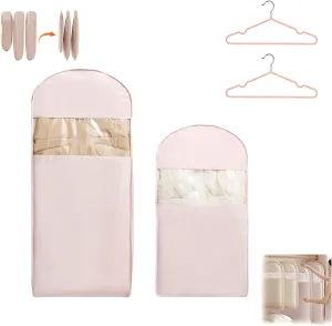 Compression Garment Bags for Hanging Clothes Travel, Space Saving Garment Bags, 2025 Space Saving Hanging Garment Bag with Self Compression Zipper (Pink, L XL)