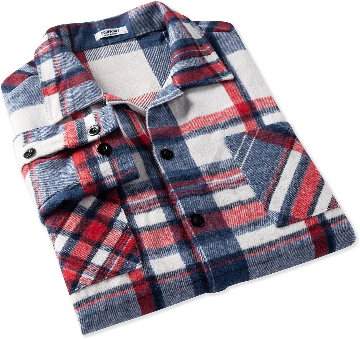COOFANDY Men's Flannel Shirts Casual Button Down Plaid Shirt Jacket Long Sleeve Fleece Shacket with Pockets