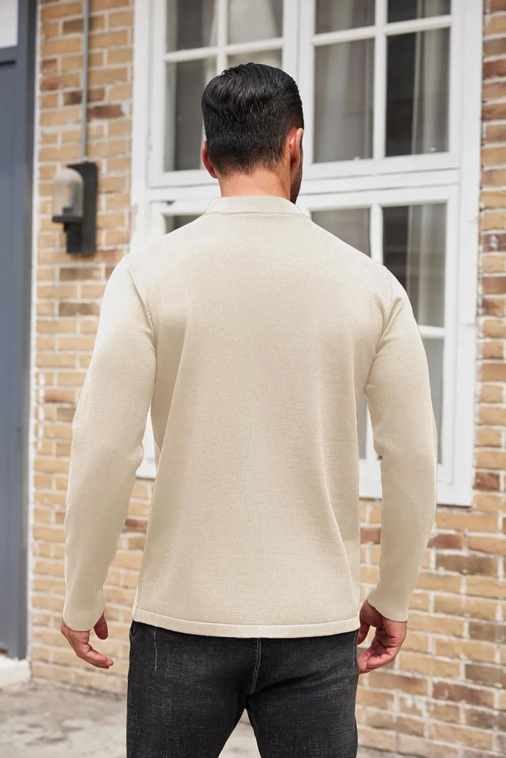 COOFANDY Men's Mock Turtleneck Long Sleeve T Shirts Basic Casual Knitted Half Neck Thermal Lightweight Pullover Sweater