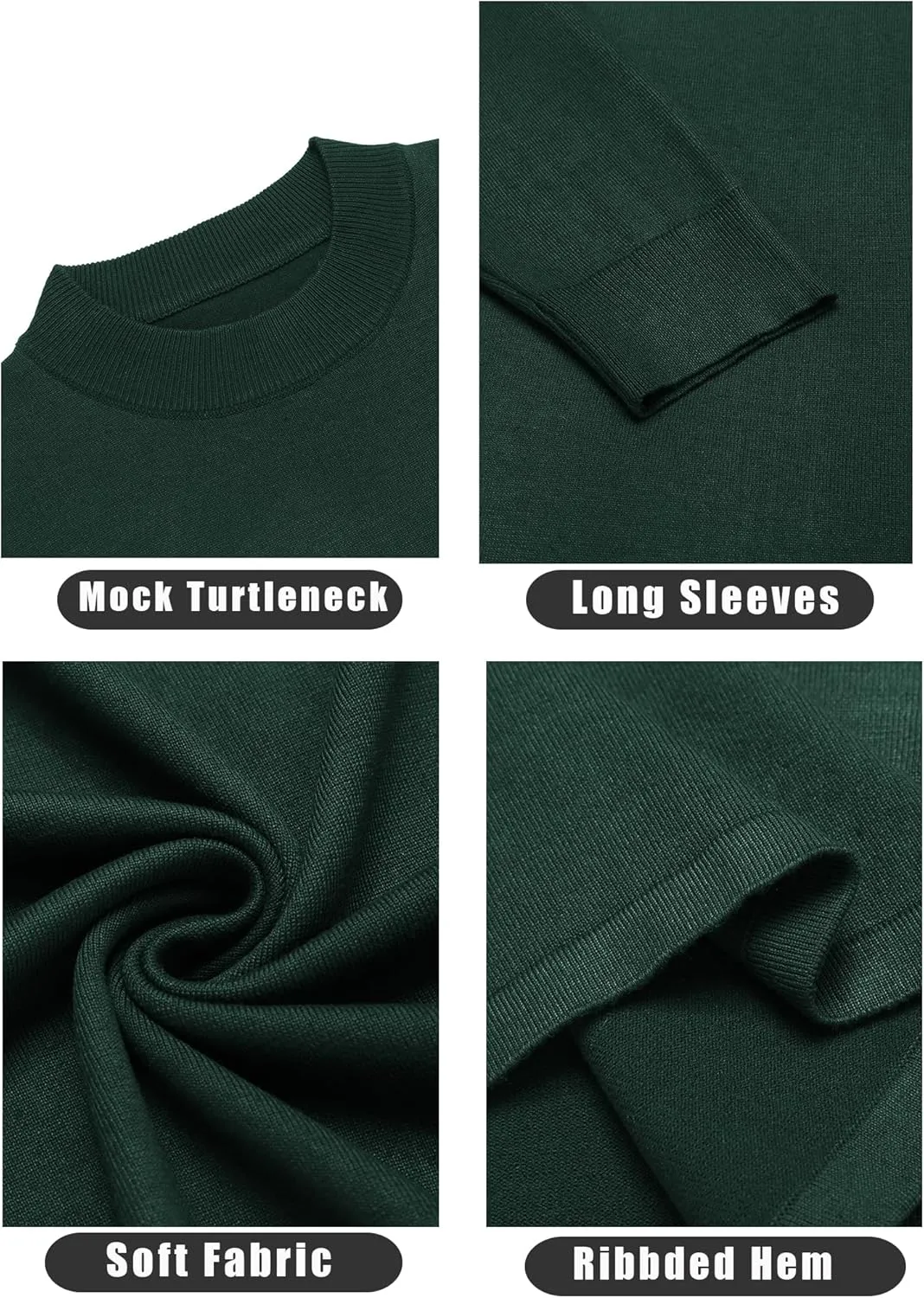 COOFANDY Men's Mock Turtleneck Long Sleeve T Shirts Basic Casual Knitted Half Neck Thermal Lightweight Pullover Sweater