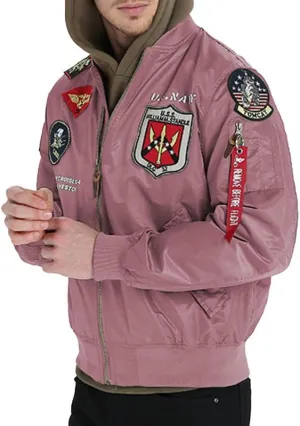 CORIRESHA Mens Outdoor Embroidered Patches Slim Fit US Navy Bomber Jackets Windbreaker