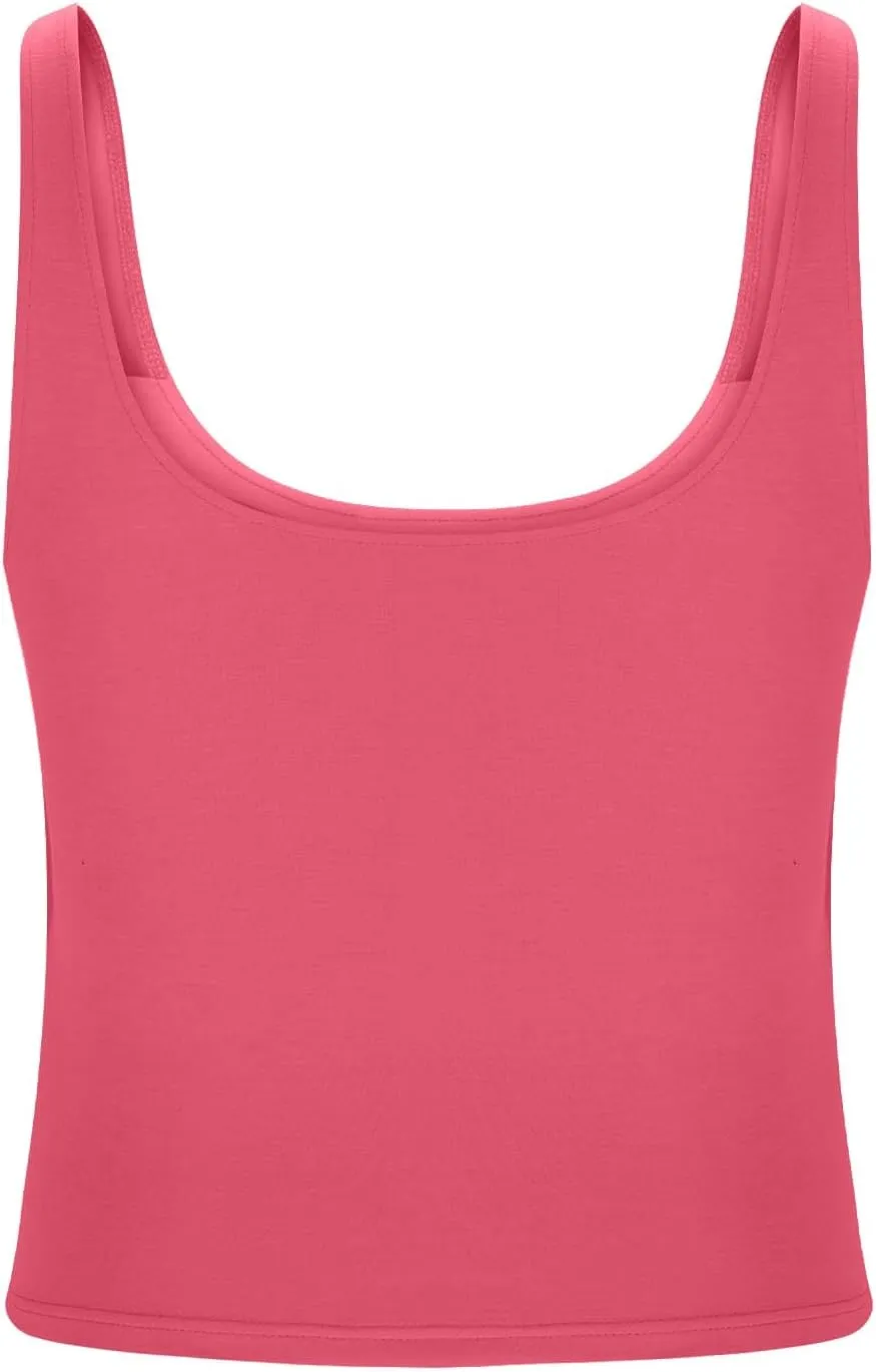 Cotton Tank Top with Built in Bra for Women Adjustable Strap Workout Camisole Yoga Shirts Layer Padded Bra Tank Tops