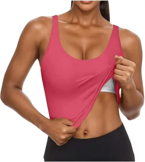 Cotton Tank Top with Built in Bra for Women Adjustable Strap Workout Camisole Yoga Shirts Layer Padded Bra Tank Tops
