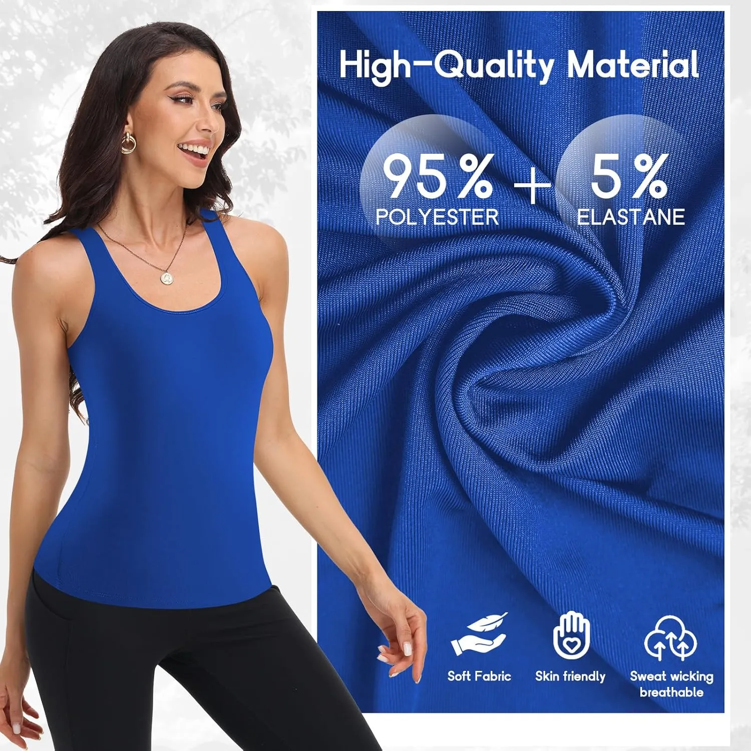Coume 4 Pack Women's Compression Tank Tops Workout Racerback Tops Basic Sleeveless Athletic Yoga Shirts Dry Fit