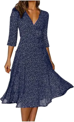 CRNTCEM Womens Floral Printed Maxi Dress Summer Long Flowy Beach Party Dresses V Neck Short Sleeve Ruffle Hem Casual Dress
