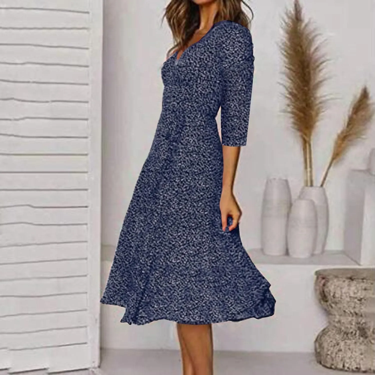CRNTCEM Womens Floral Printed Maxi Dress Summer Long Flowy Beach Party Dresses V Neck Short Sleeve Ruffle Hem Casual Dress
