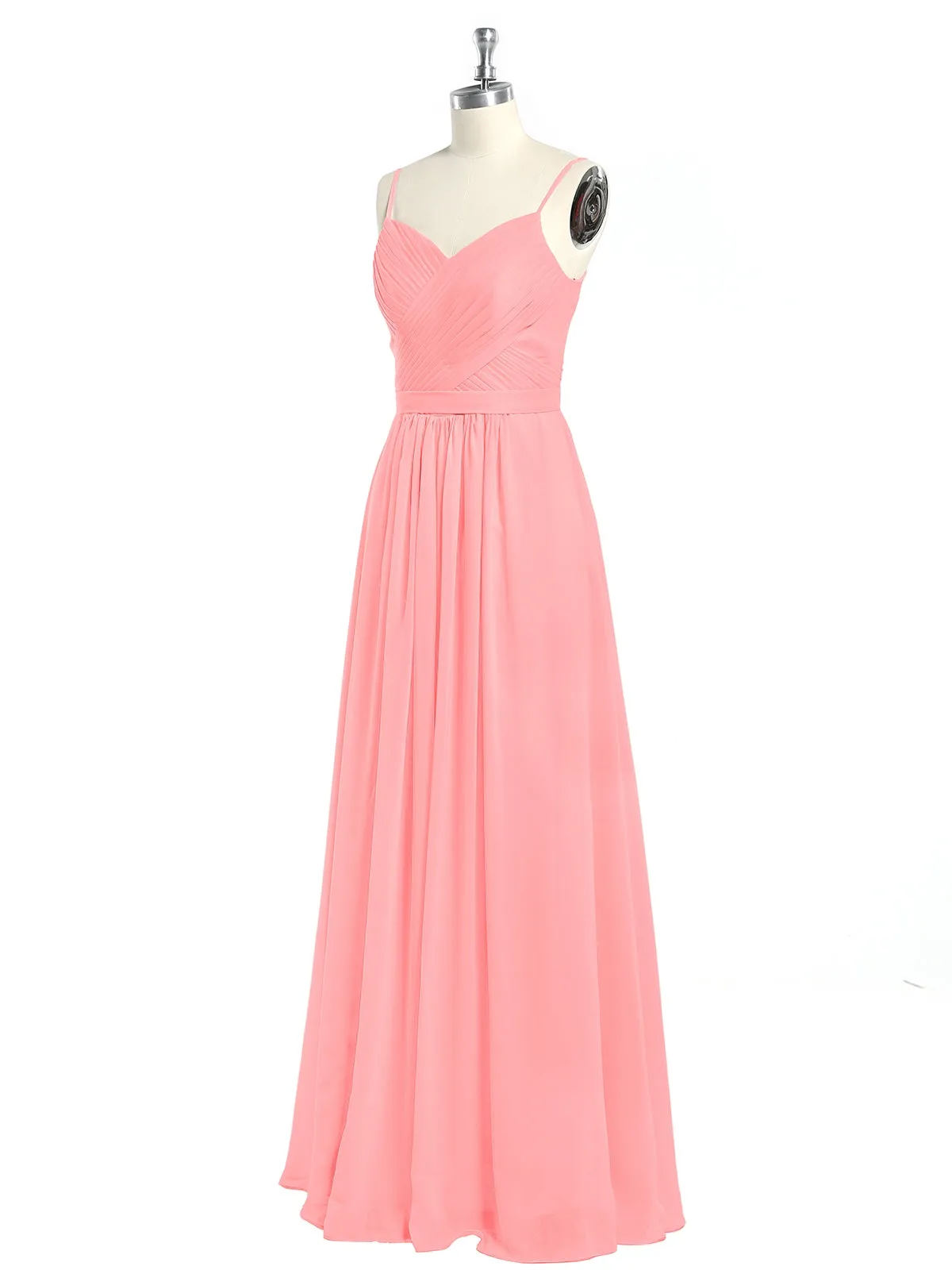 Cross Pleated Bodice Spaghetti Strap Dresses Flamingo