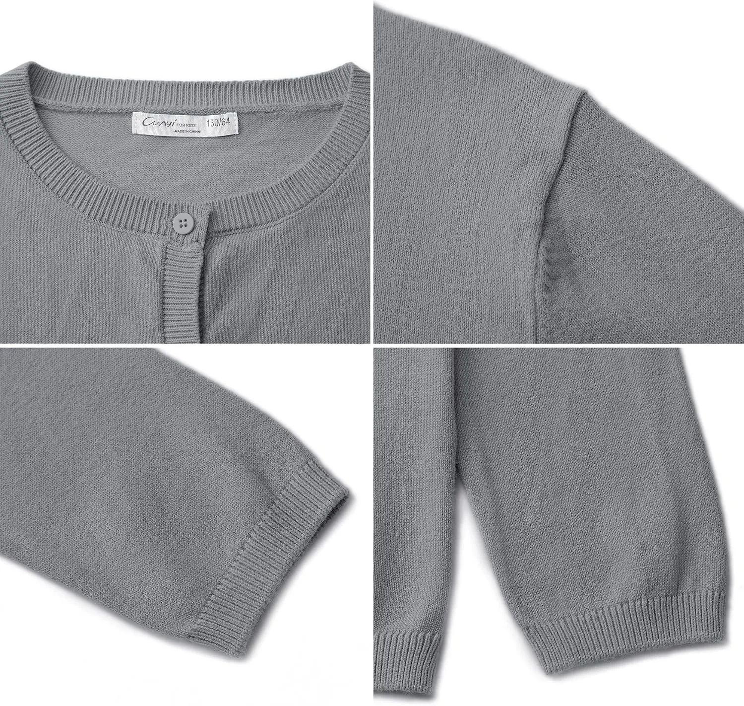 CUNYI Girl's Crewneck Lightweight Button-up Cardigan Cotton Knit Sweater Casual Cute Outerwear