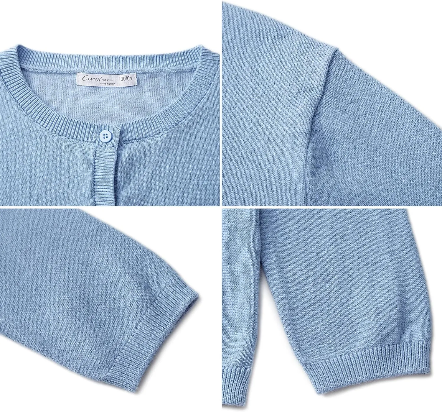 CUNYI Girl's Crewneck Lightweight Button-up Cardigan Cotton Knit Sweater Casual Cute Outerwear
